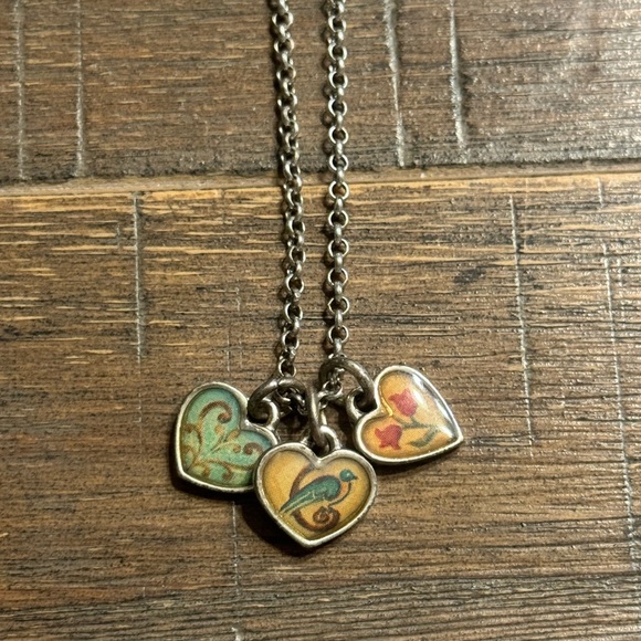 Brighton Jewelry - Brighton Heart Trio Pendant Necklace in Teal, Yellow & Orange